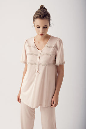 Dantelli Lohusa Pijama Takımı - 12201 - Lohusa Sepeti