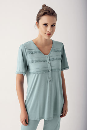 Dantelli Lohusa Pijama Takımı - 12201 - Lohusa Sepeti