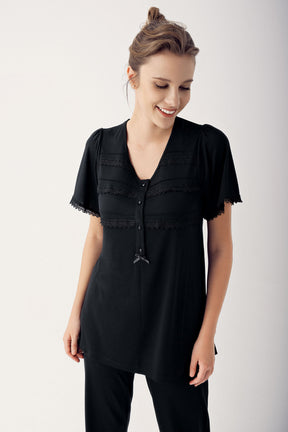 Dantelli Lohusa Pijama Takımı - 12201 - Lohusa Sepeti