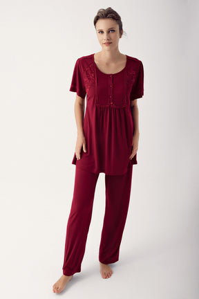 Güpürlü Lohusa Pijama Takımı - 12207 - Lohusa Sepeti