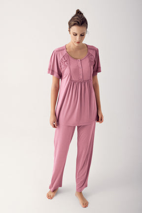 Güpürlü Lohusa Pijama Takımı - 12207 - Lohusa Sepeti