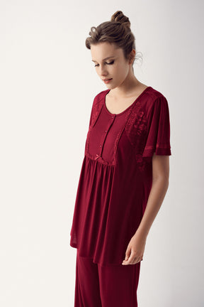 Güpürlü Lohusa Pijama Takımı - 12207 - Lohusa Sepeti