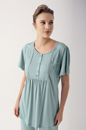 Güpürlü Lohusa Pijama Takımı - 12207 - Lohusa Sepeti
