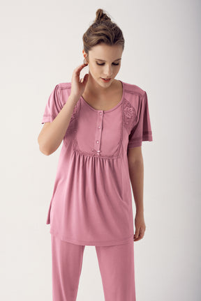 Güpürlü Lohusa Pijama Takımı - 12207 - Lohusa Sepeti