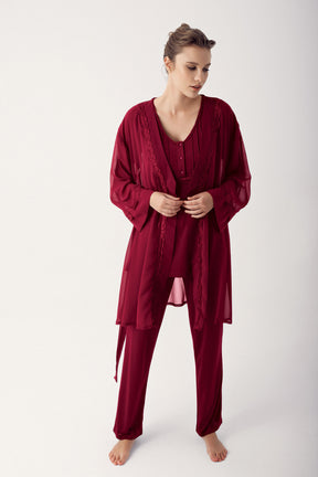 Şifon Sabahlıklı Lohusa Pijama Takımı - 12309 - Lohusa Sepeti