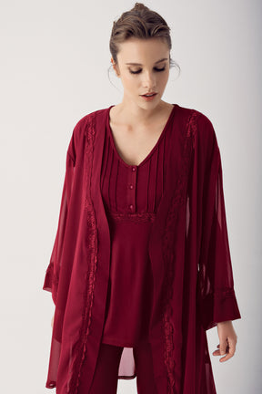 Şifon Sabahlıklı Lohusa Pijama Takımı - 12309 - Lohusa Sepeti