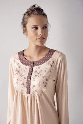 Çiçek Desen Modal Büyük Beden Lohusa Pijama Takımı - 13205