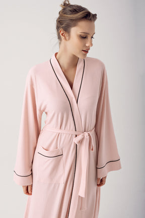 Çizgili Lohusa Sabahlık Pembe - 14502