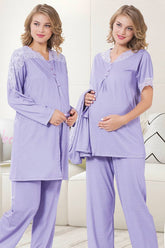 Jenika 23264 Sabahlıklı Lohusa Pijama Takımı - Lohusa Sepeti