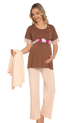 Jenika 49914 Sabahlıklı Lohusa Pijama Takımı - Lohusa Sepeti
