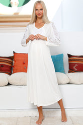 MOMMYSH® 55103 Elegance Dantel Kollu Lohusa Gecelik Ekru