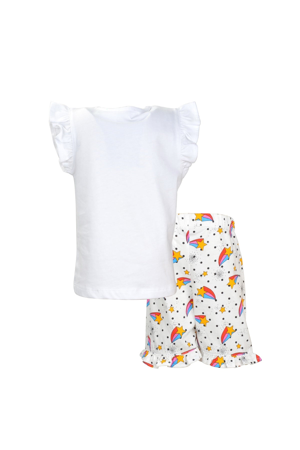 Kız Bebek Beyaz Stars Şortlu Pijama Takımı (1-6yaş)-3