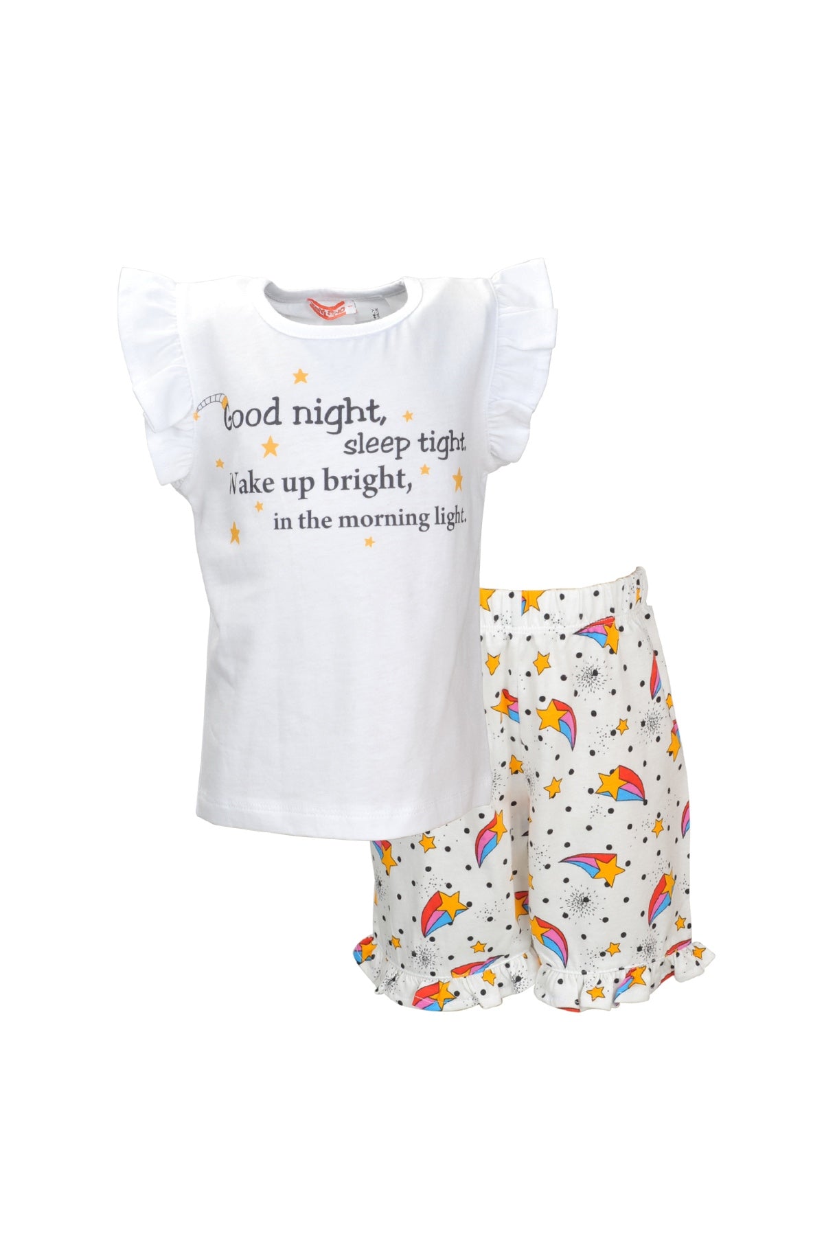 Kız Bebek Beyaz Stars Şortlu Pijama Takımı (1-6yaş)-2
