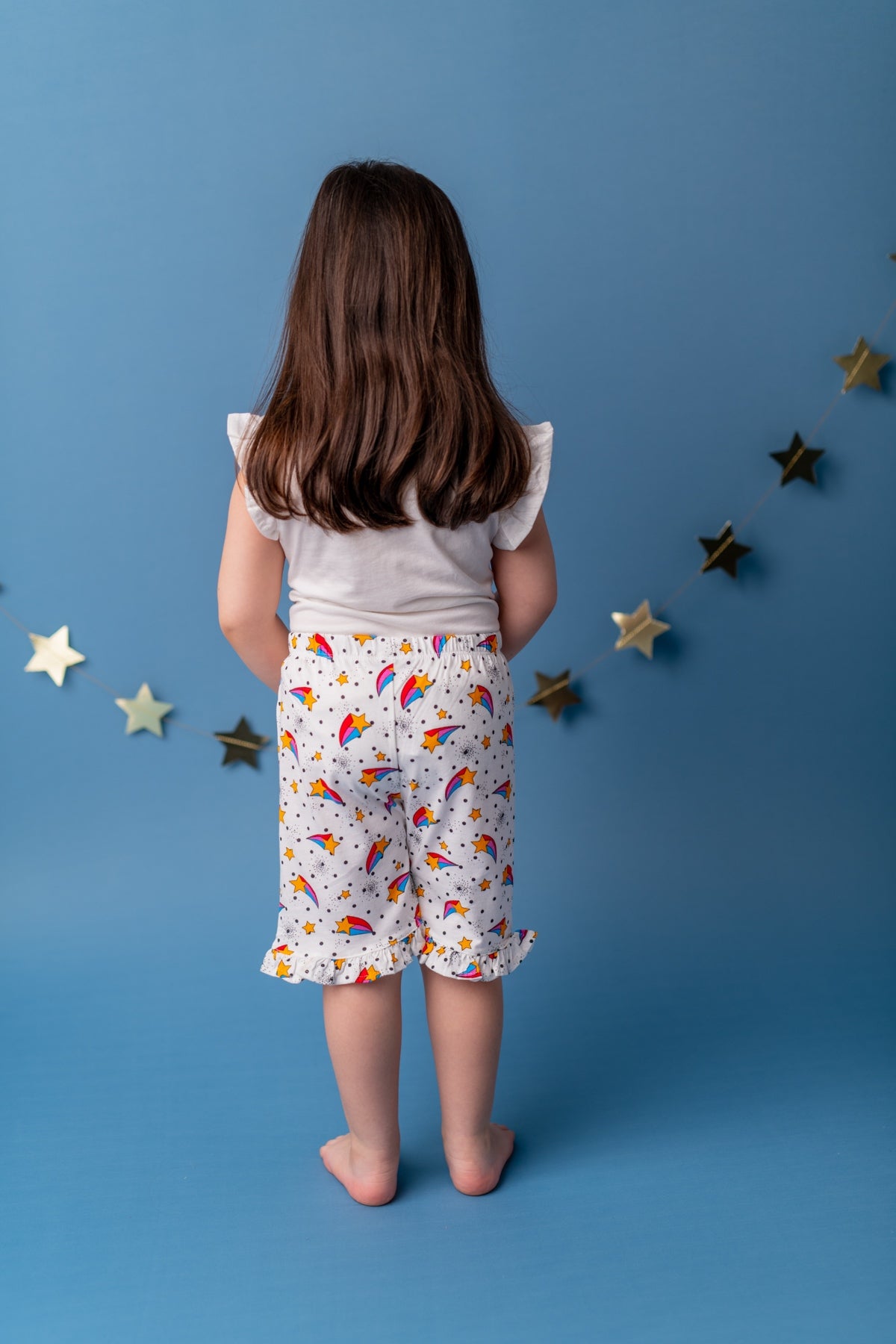 Kız Bebek Beyaz Stars Şortlu Pijama Takımı (1-6yaş)-1