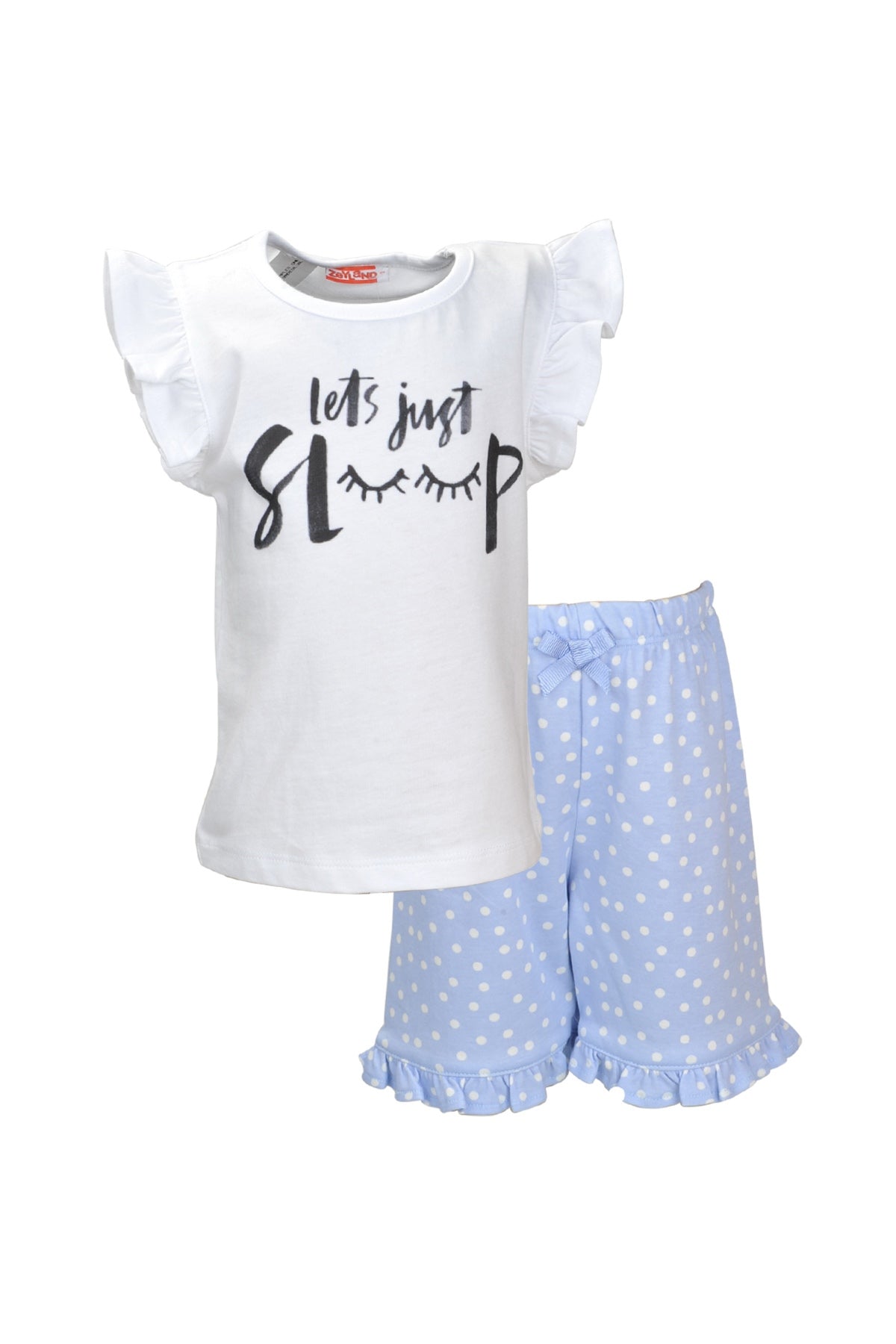 Kız Bebek Beyaz Just Sleep Şortlu Pijama Takımı (1-7yaş)-1