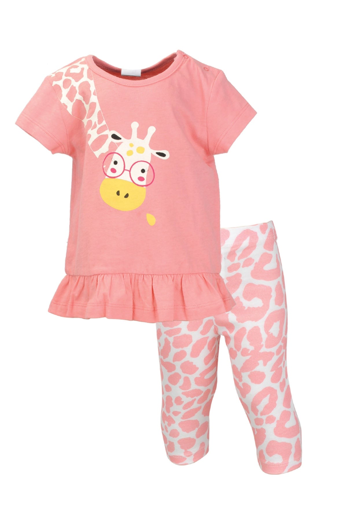 Kız Bebek Pembe Giraffe T-Shirt ve Tayt Takım (3-24ay)-0