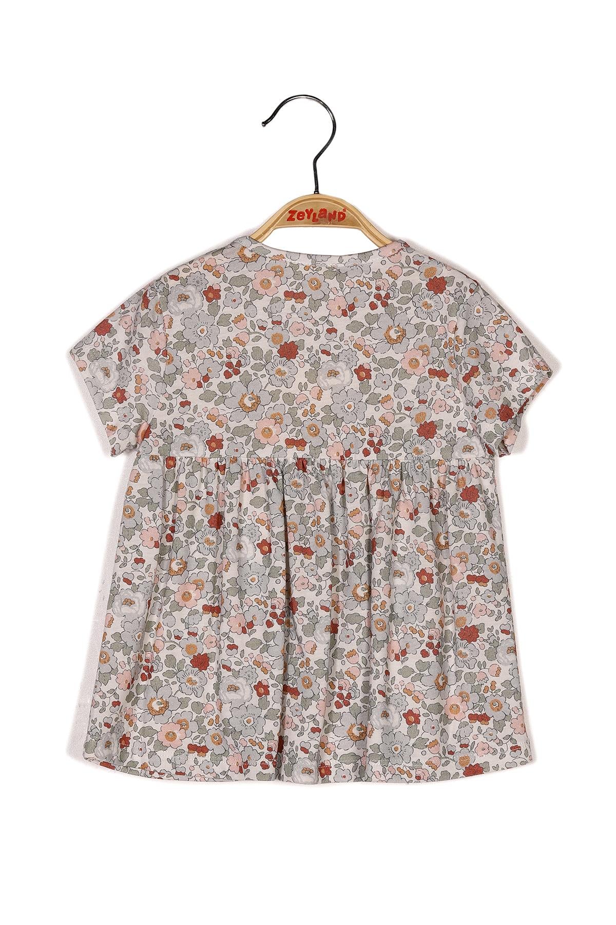 Kız Bebek Çiçekli Baskılı T-shirt-1