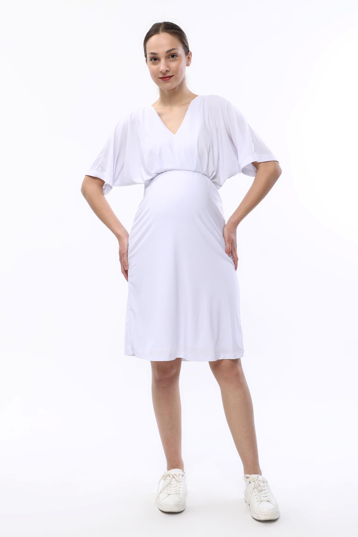 Hamile Dahlia Elbise - Beyaz M3275