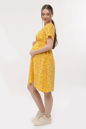 Hamile Daisy Elbise - Sarı M3267