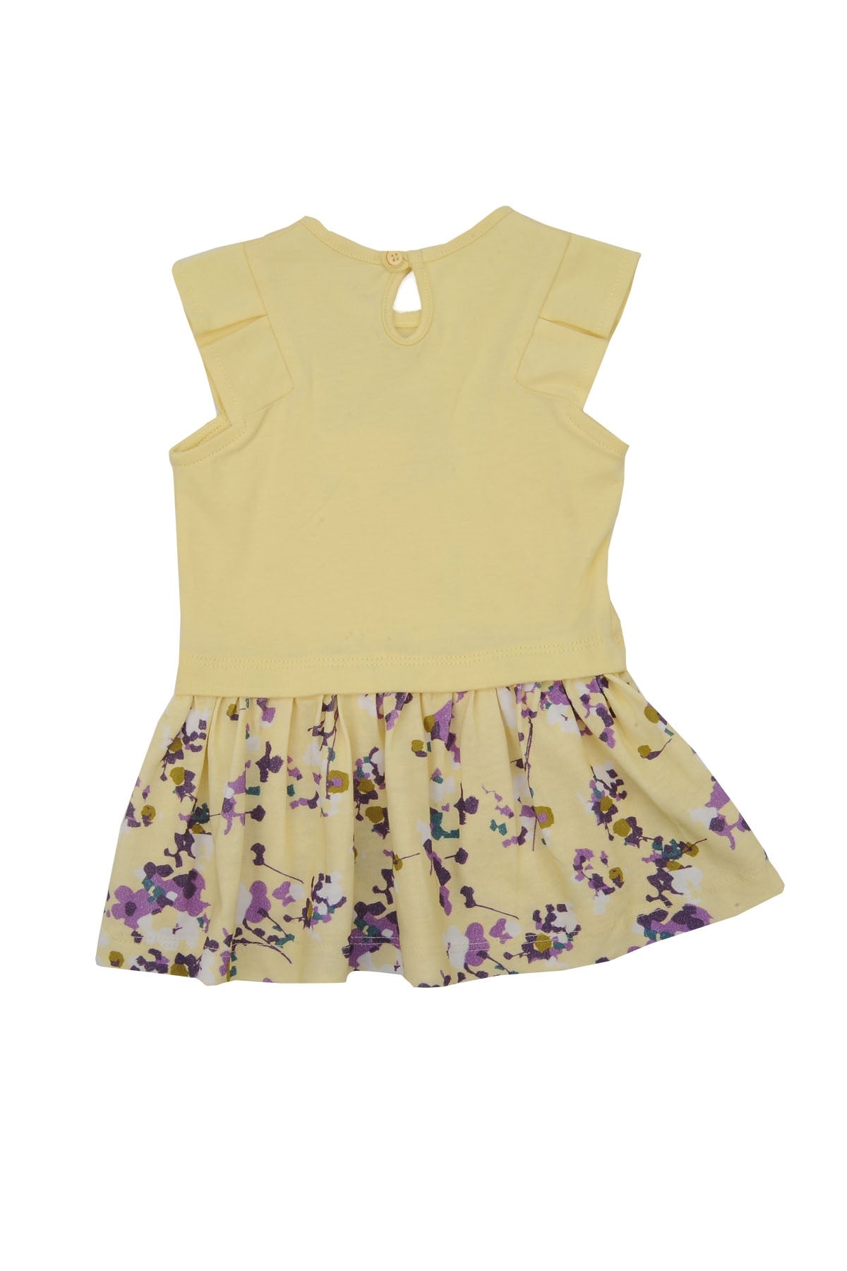 Kız Bebek Sarı Flowers Baskılı Elbise (6ay-4yaş)-1