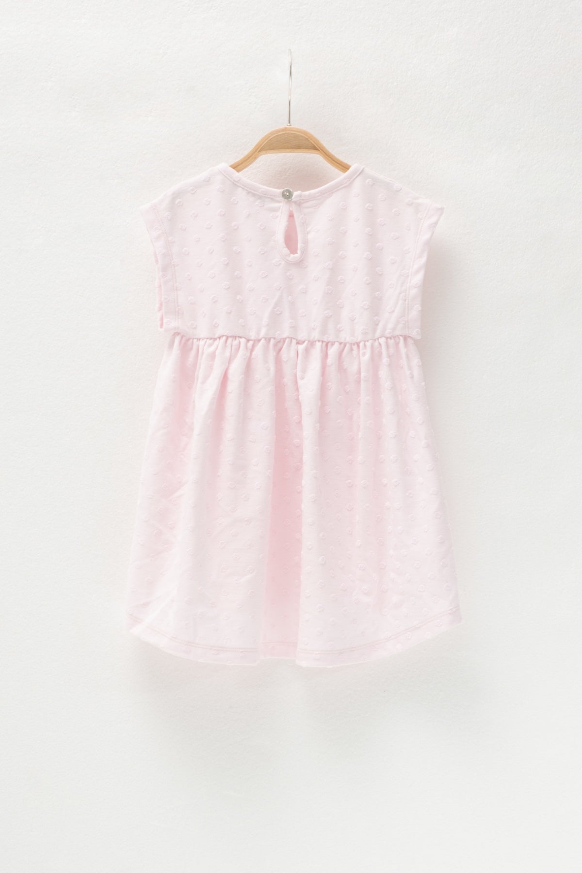 Kız Bebek Pembe Beli Lastikli Puanlı Örme Elbise (2-7yaş)-2