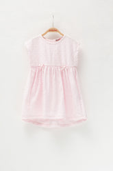 Kız Bebek Pembe Beli Lastikli Puanlı Örme Elbise (2-7yaş)-0