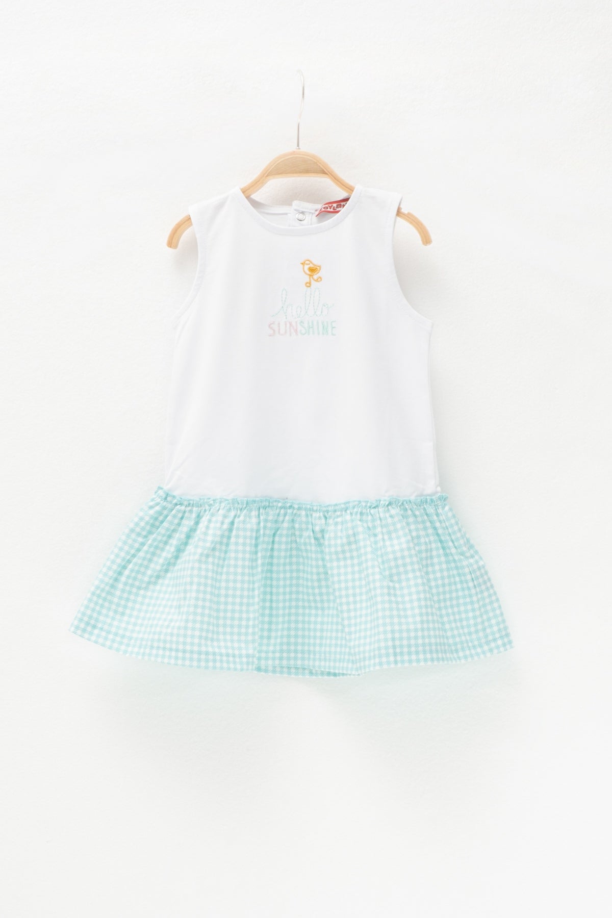 Kız Bebek Hello Sunshine Yeşil Potikare Beyaz Elbise (2-7yaş)-0