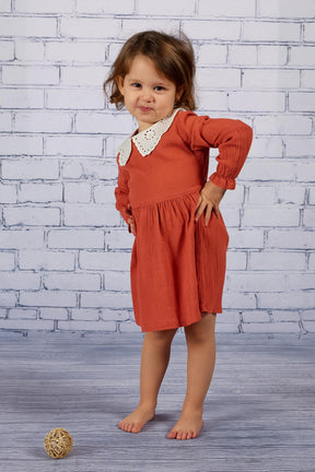 Kız Çocuk Bebe Yaka Şile Bezi Dokuma Elbise-0