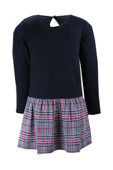 Kız Çocuk Taş Detaylı Kareli Elbise (5-12yaş)-1
