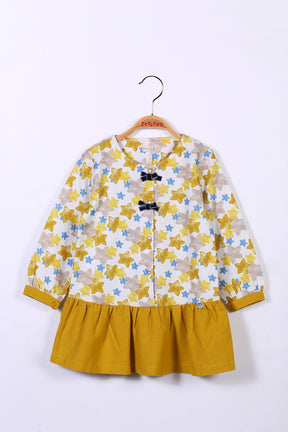 Kız Çocuk Fiyonklu Sarı Elbise (2-7yaş)-2