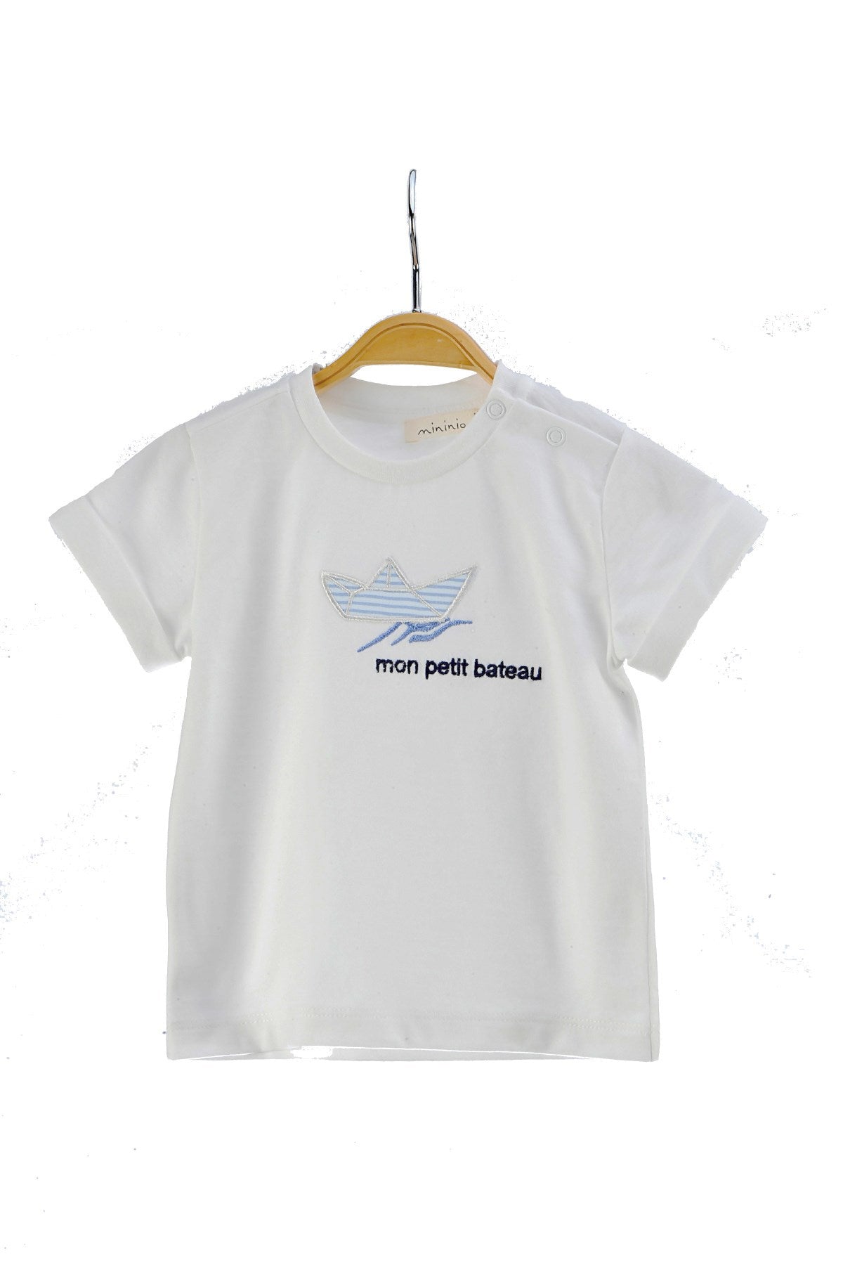 Erkek Bebek Beyaz Nakışlı T-Shirt (6ay-4yaş)-1