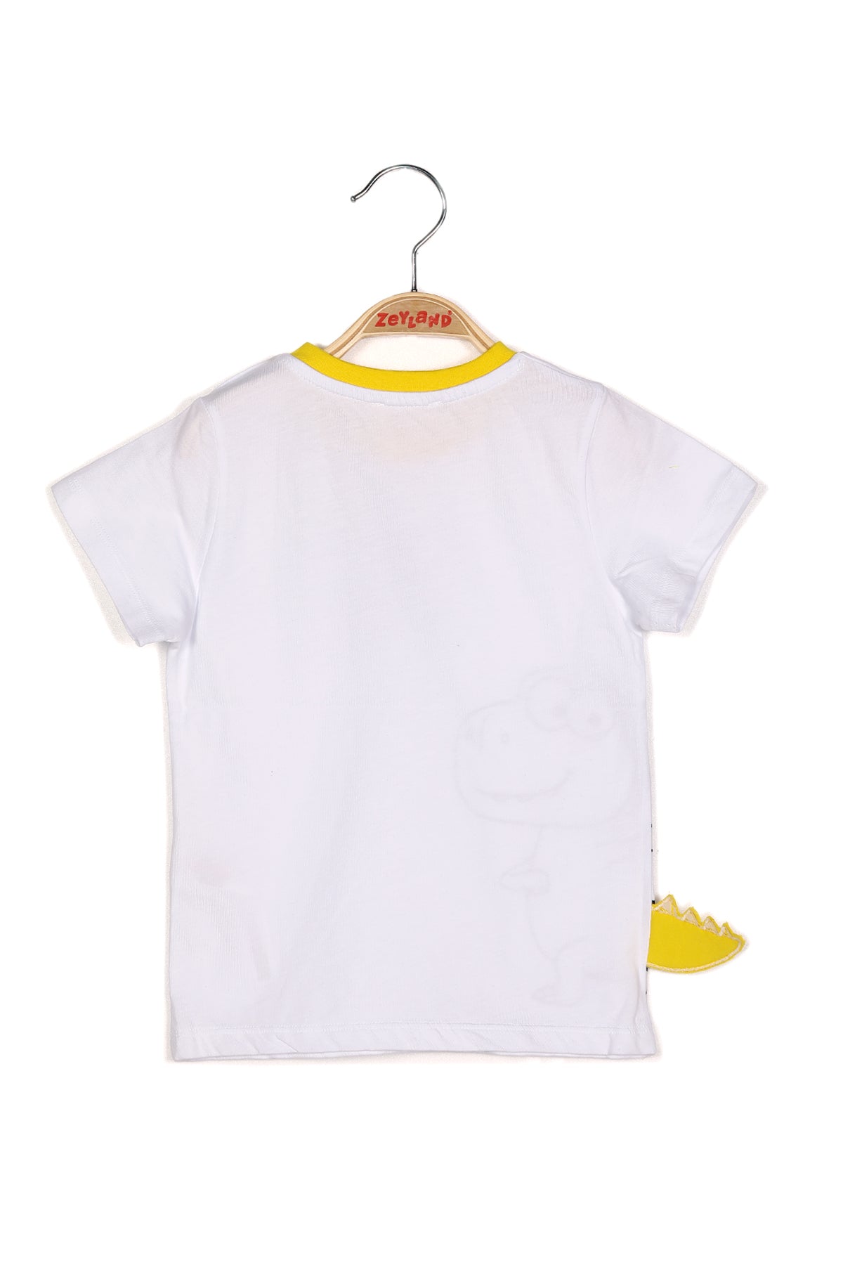 Erkek Bebek Dinazor Baskılı Beyaz T-shirt-3