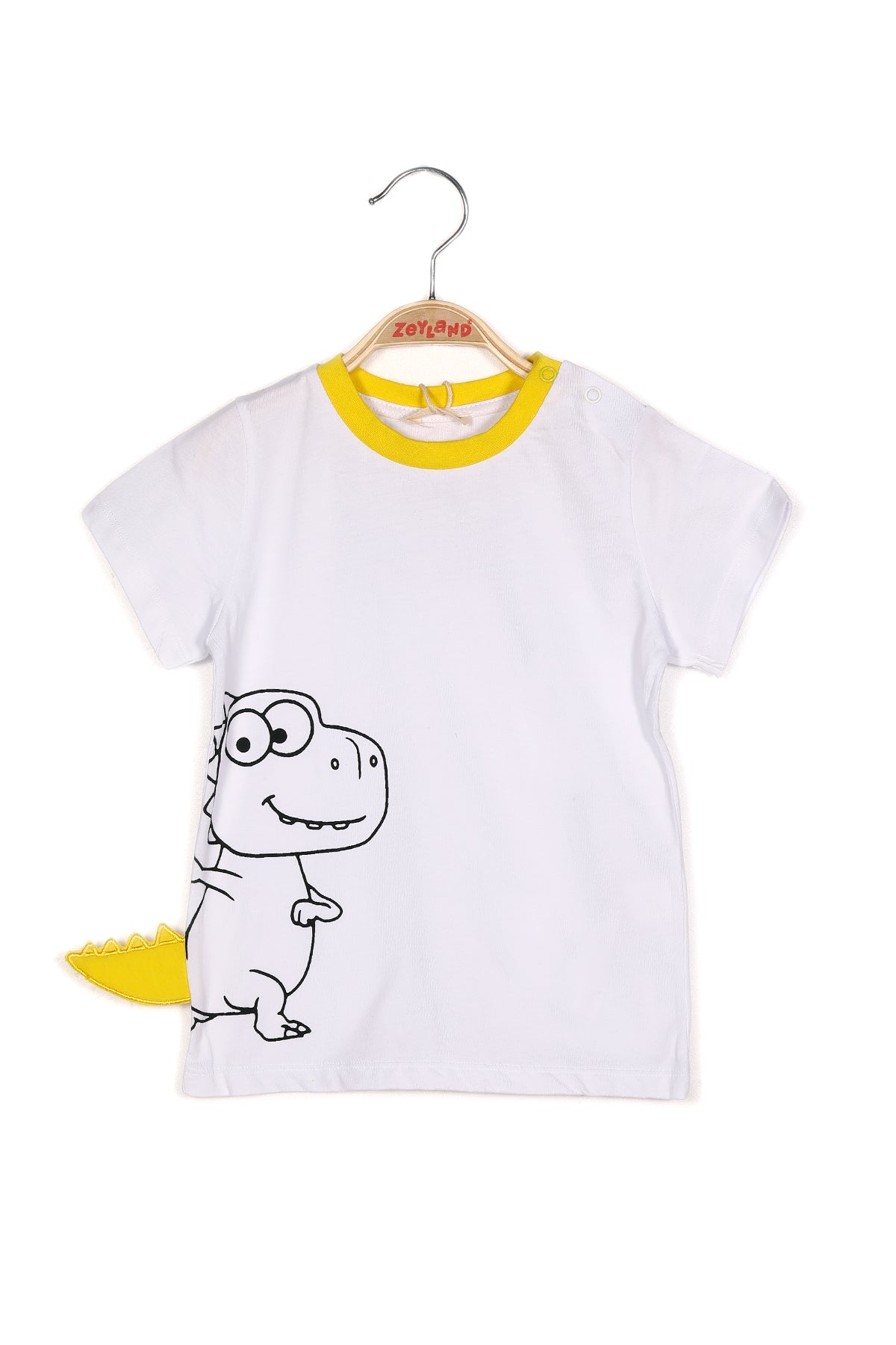 Erkek Bebek Dinazor Baskılı Beyaz T-shirt-2