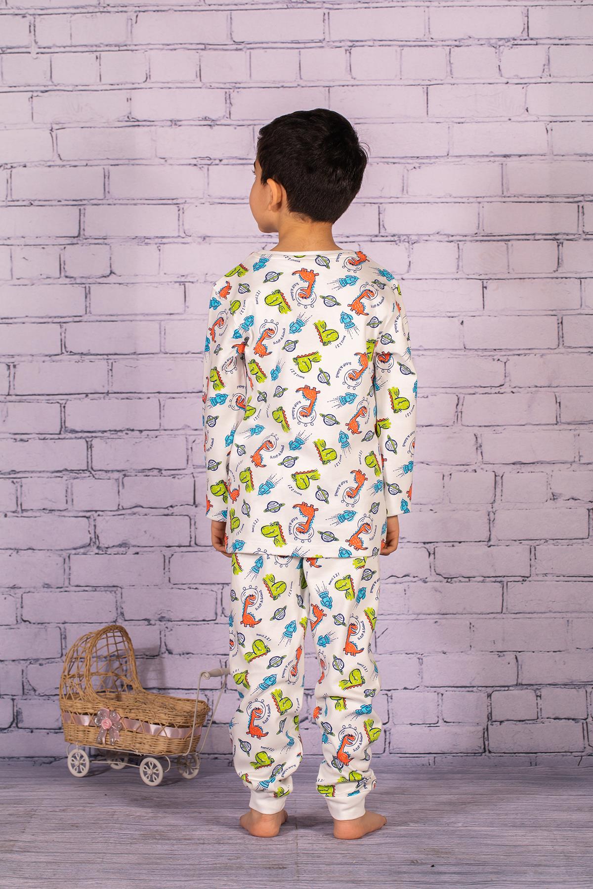 Erkek Çocuk Dinazor Baskılı Pijama Takımı-1