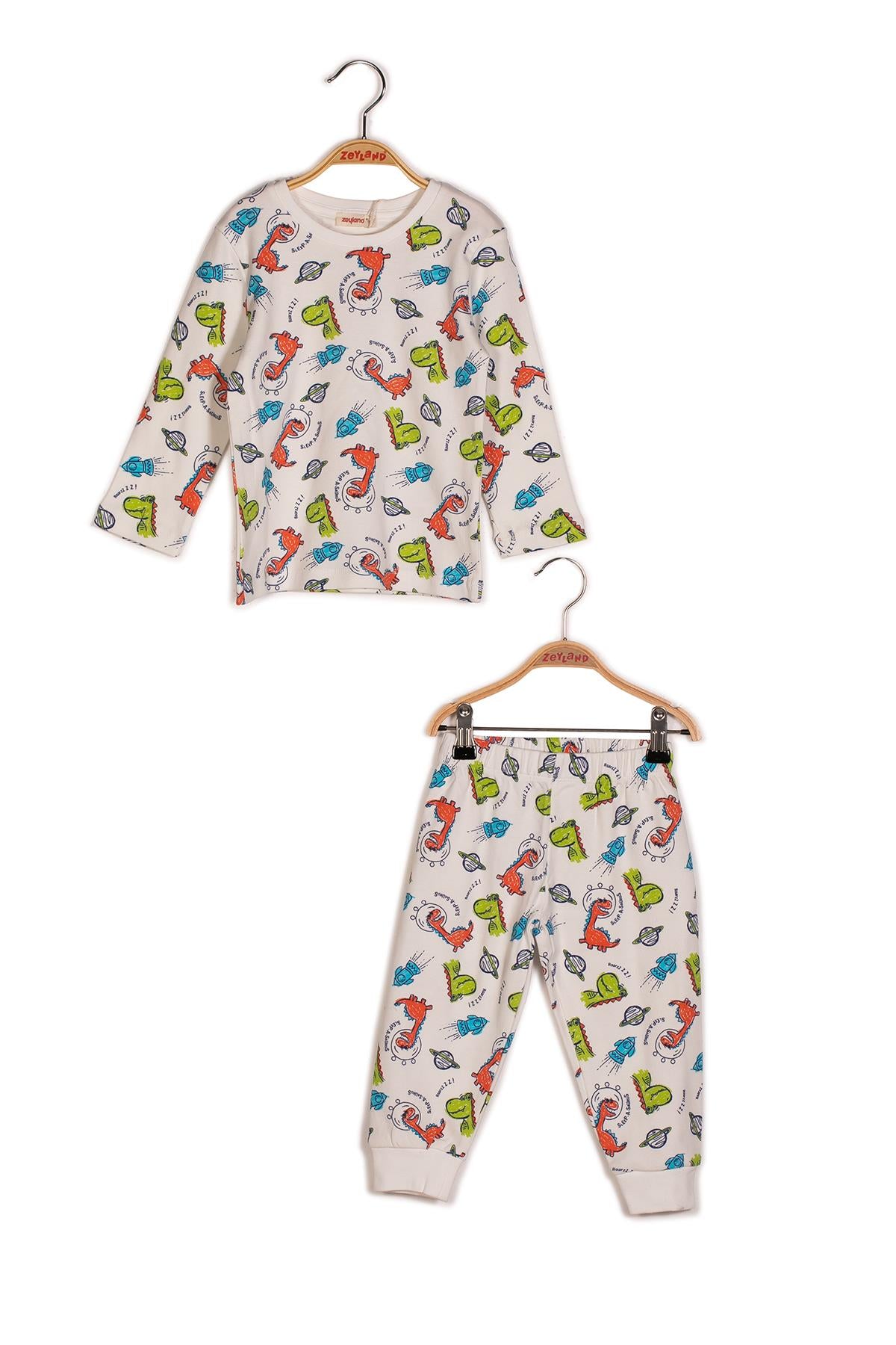 Erkek Çocuk Dinazor Baskılı Pijama Takımı-2