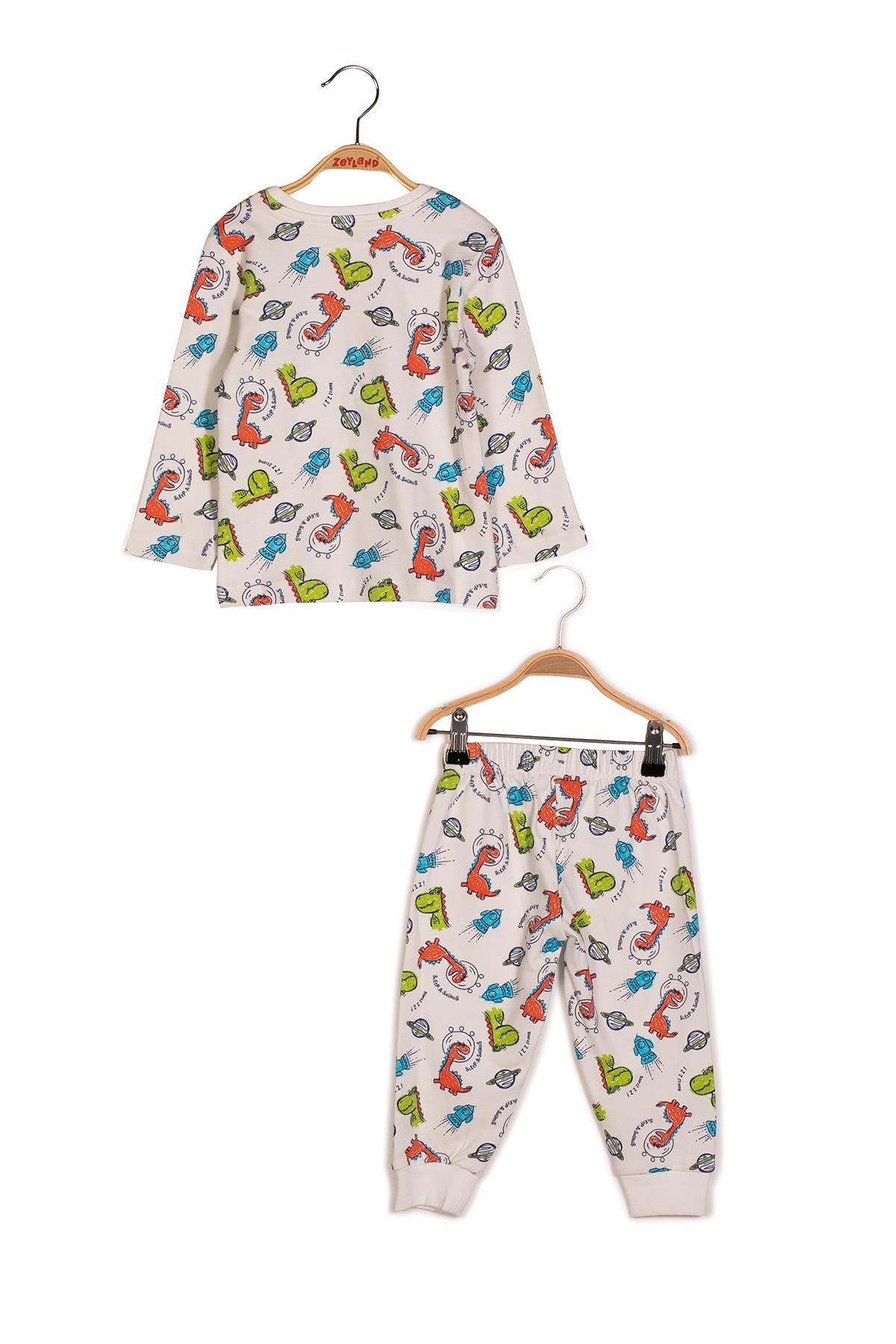 Erkek Çocuk Dinazor Baskılı Pijama Takımı-3