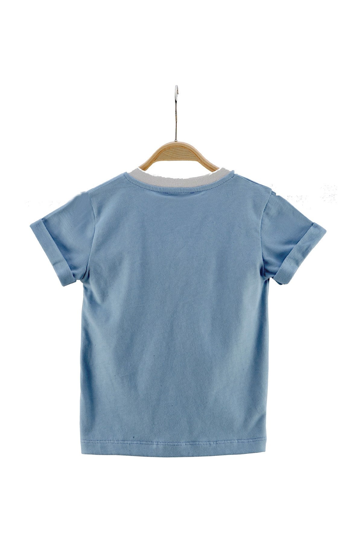 Erkek Çocuk Mavi Kolları Katlamalı T-Shirt (2-7yaş)-3