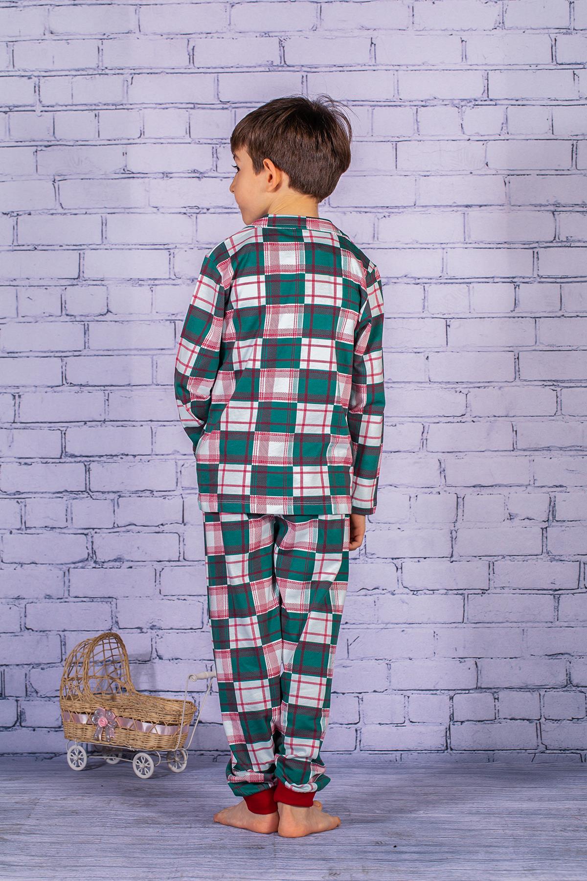Erkek Çocuk Ekose Desen Pijama Takımı-1