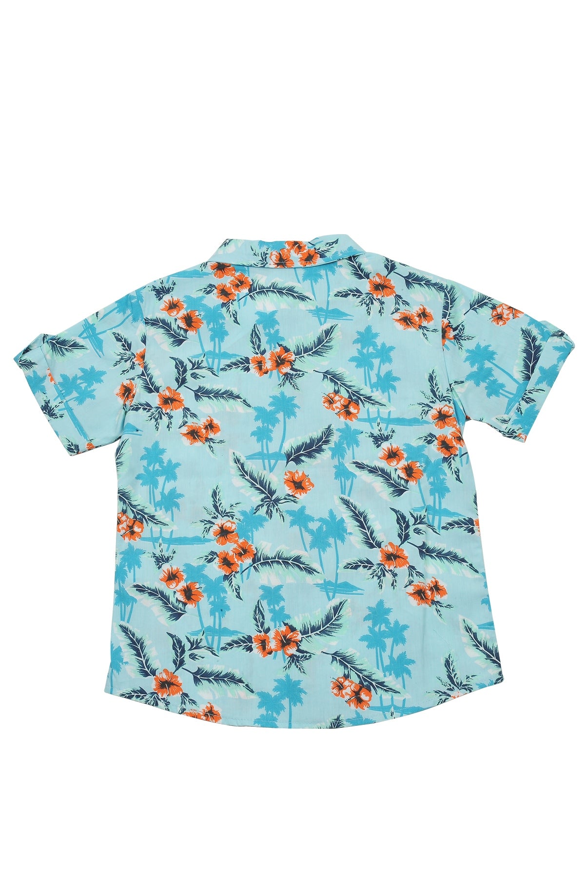 Erkek Çocuk Mavi Hawaii Kısa Kollu Gömlek (5-14yaş)-3