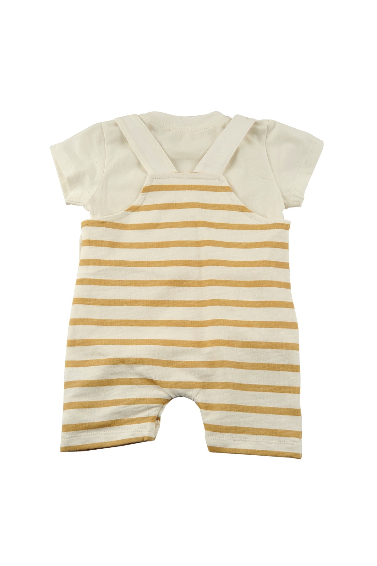 Erkek Bebek Ekru Yelken Desenli Çıtçıtlı Salopet ve T-Shirt Takım (6ay-4yaş)-3