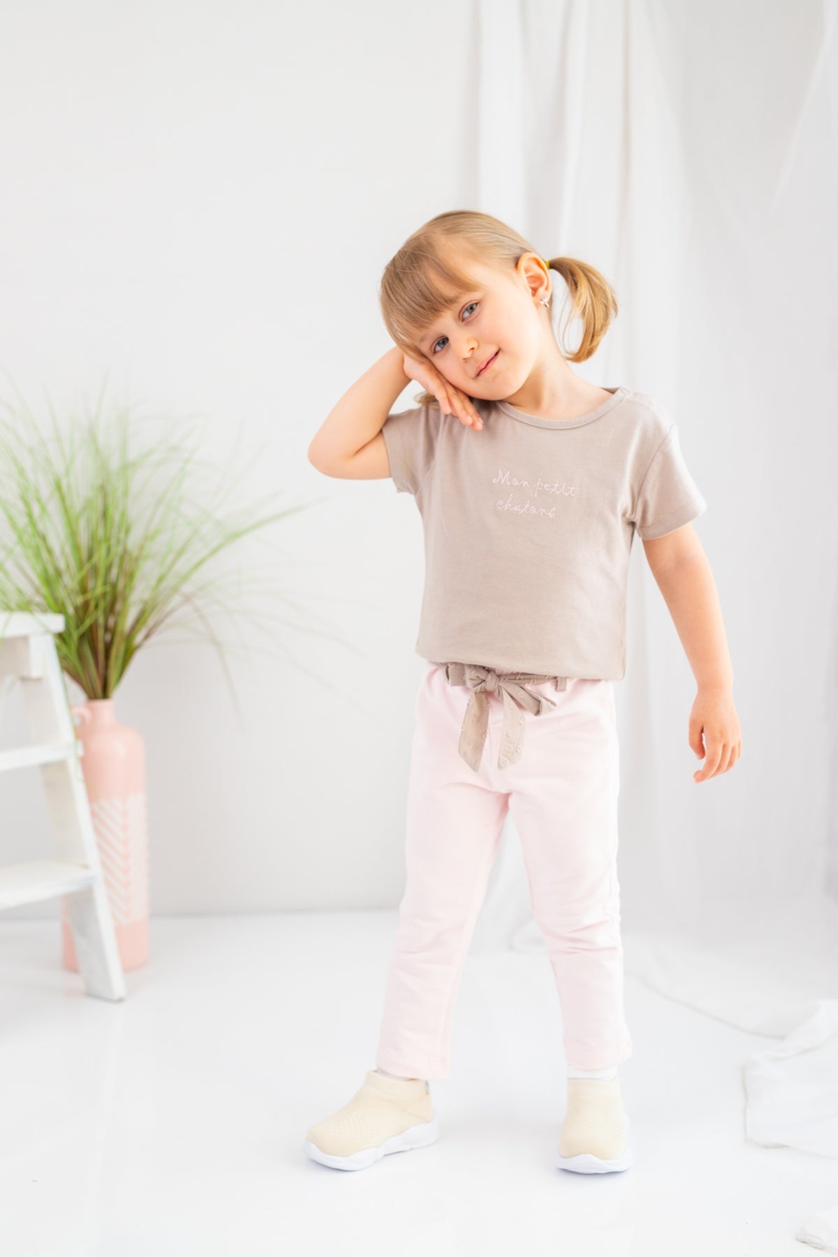 Kız Bebek Mon Petit Chatons T-Shirt ve Örme Pantolon Takım (6ay-4yaş)-0
