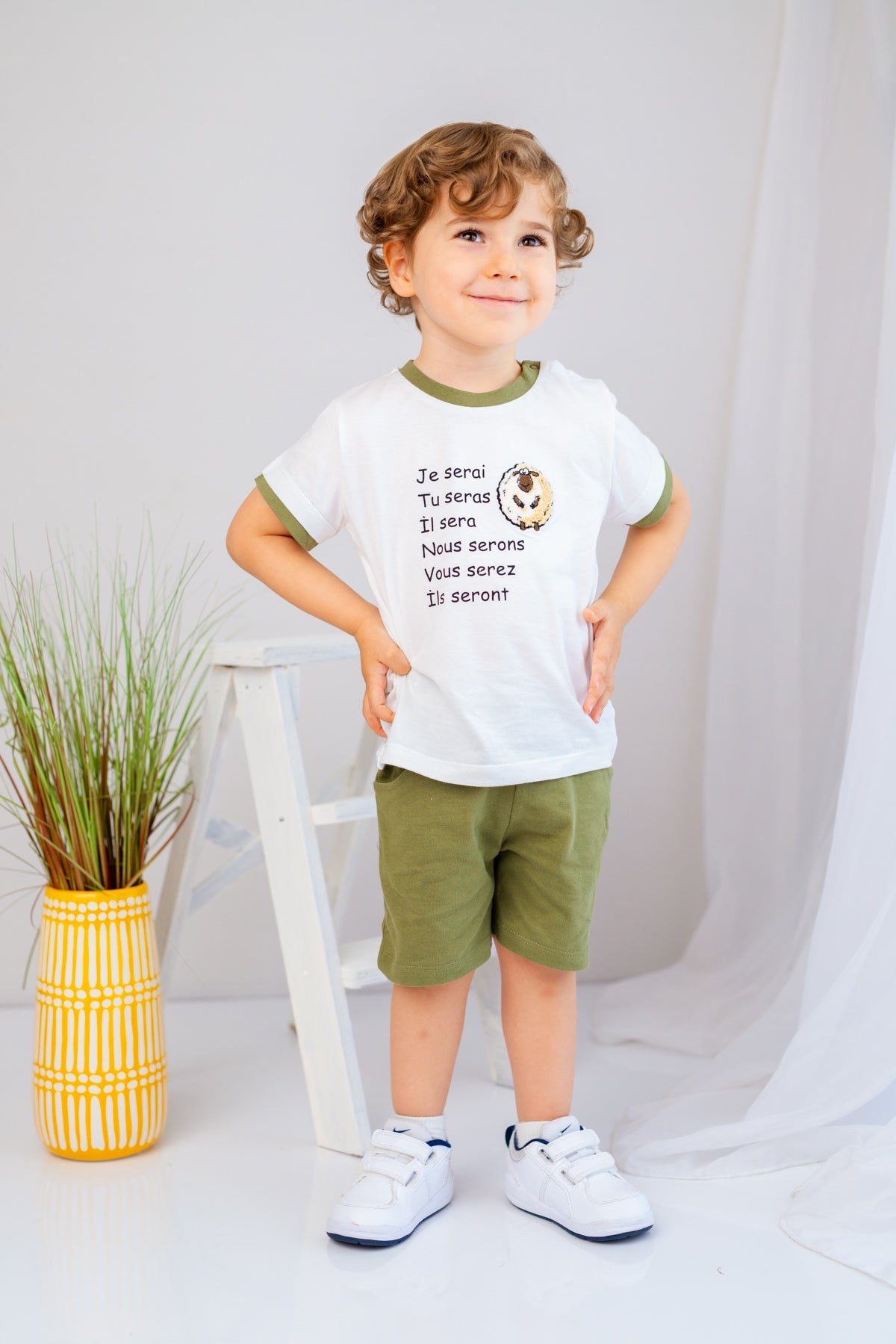 Erkek Bebek Je Serai Koyun Nakışlı T-Shirt ve Cepli Şort Takım (6ay-4yaş)-0
