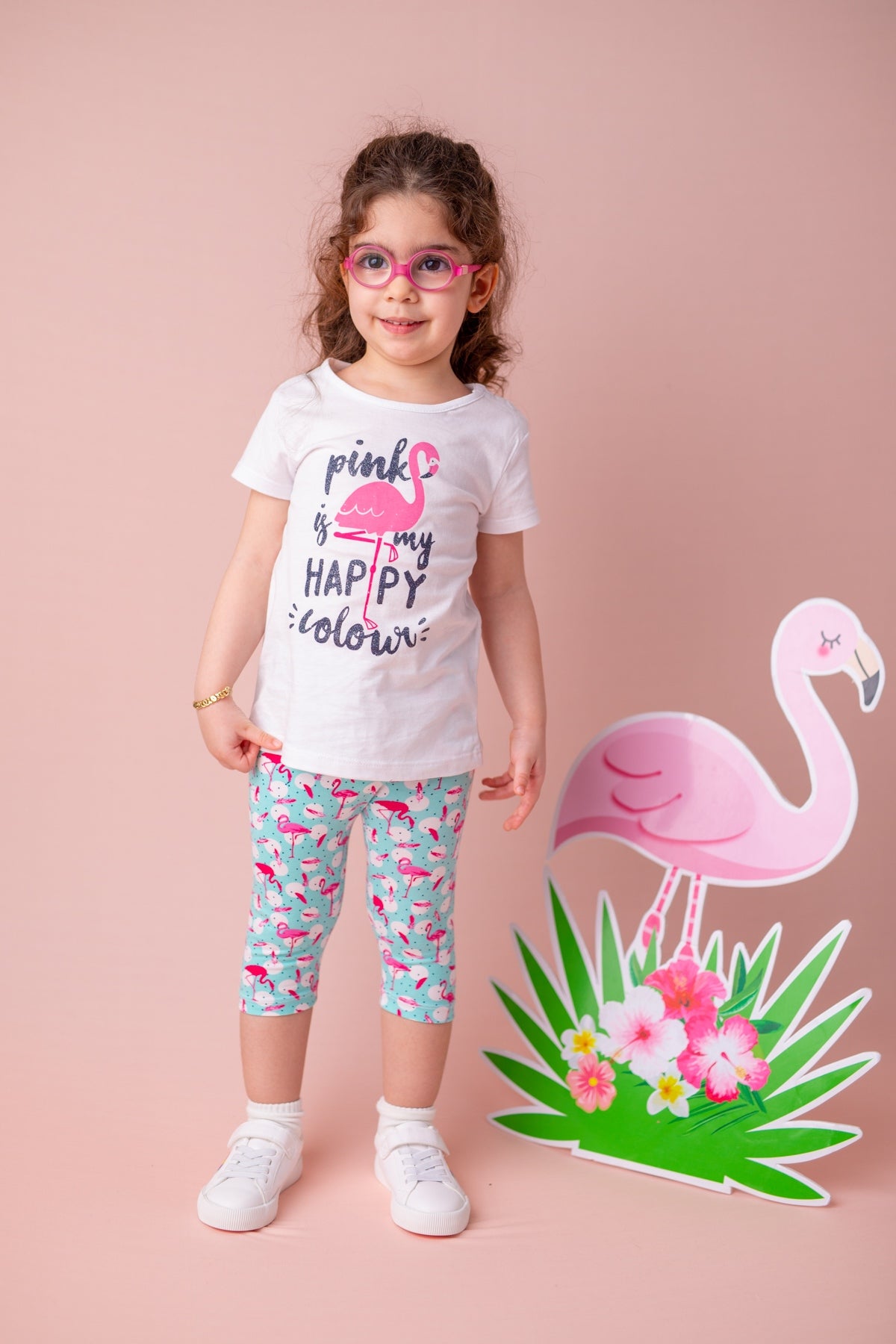 Kız Bebek Flamingolu Flamingo Desenli Tayt (9ay-4yaş)-0