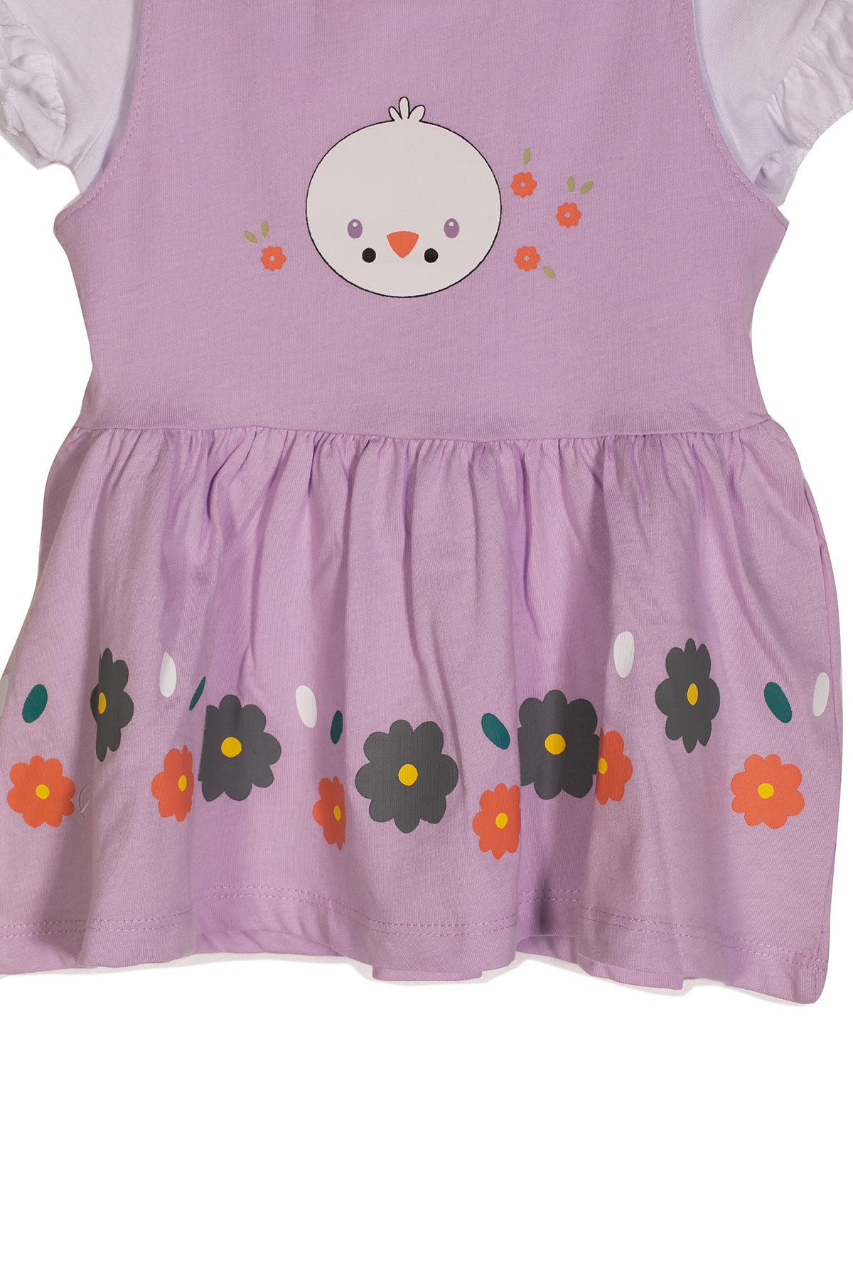 Kız Bebek Çiçek Baskılı Elbise ve T-shirt Takım-1