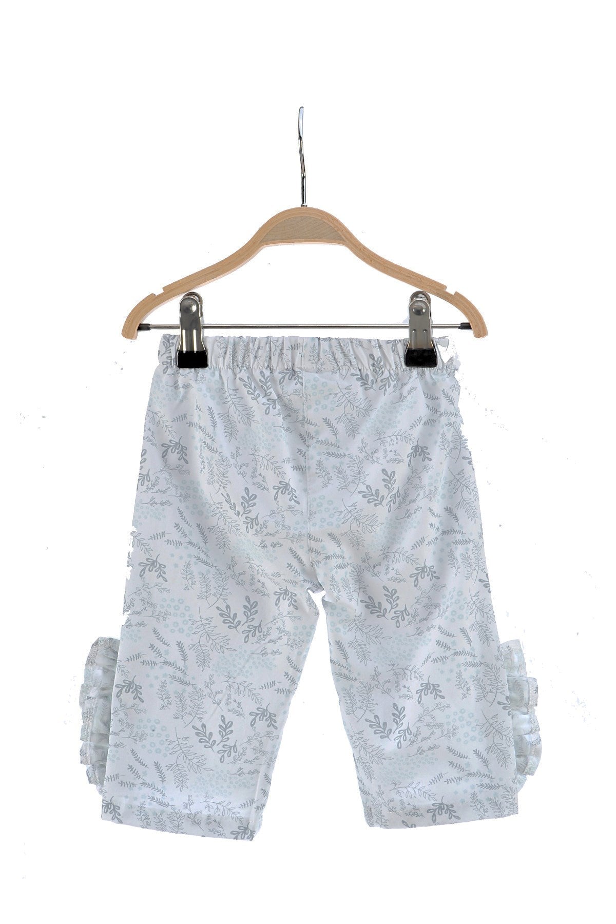 Kız Bebek Beyaz Çiçek Desenli Fırfırlı Pantolon (3-24ay)-1
