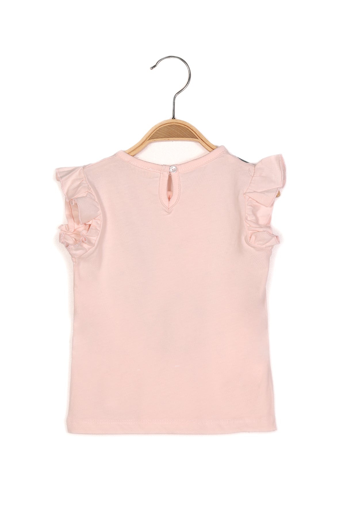 Kız Bebek Deniz Kabuğu Baskılı Kolları Fırfırlı T-shirt-2