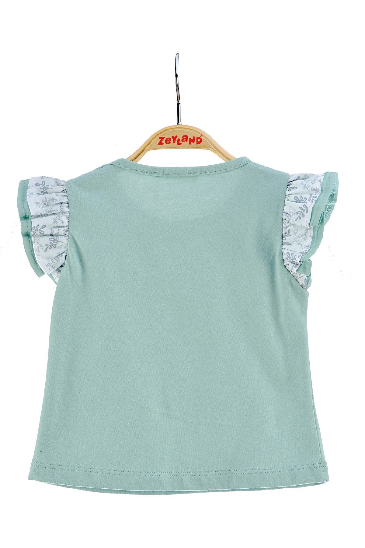 Kız Bebek Yeşil Fırfırlı Baskılı T-Shirt (6ay-4yaş)-1