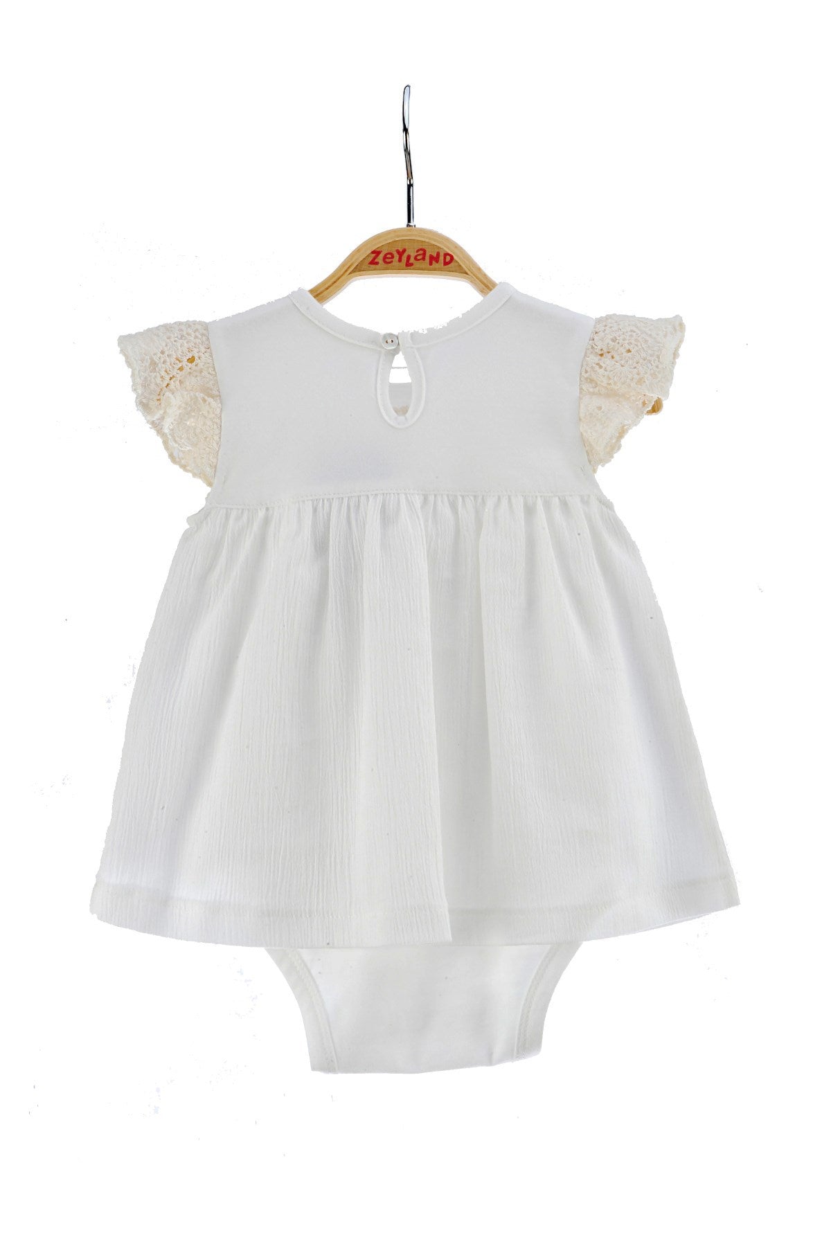 Kız Bebek Ekru Dantelli Badili Elbise (6-24ay)-1