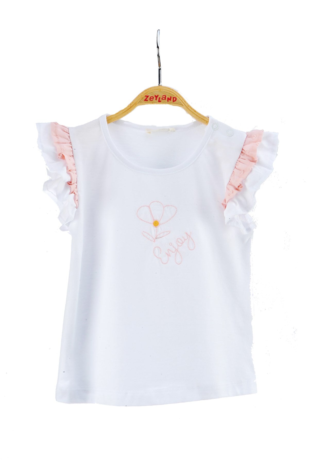 Kız Bebek Beyaz Kolları Fırfırlı T-Shirt (6ay-4yaş)-0