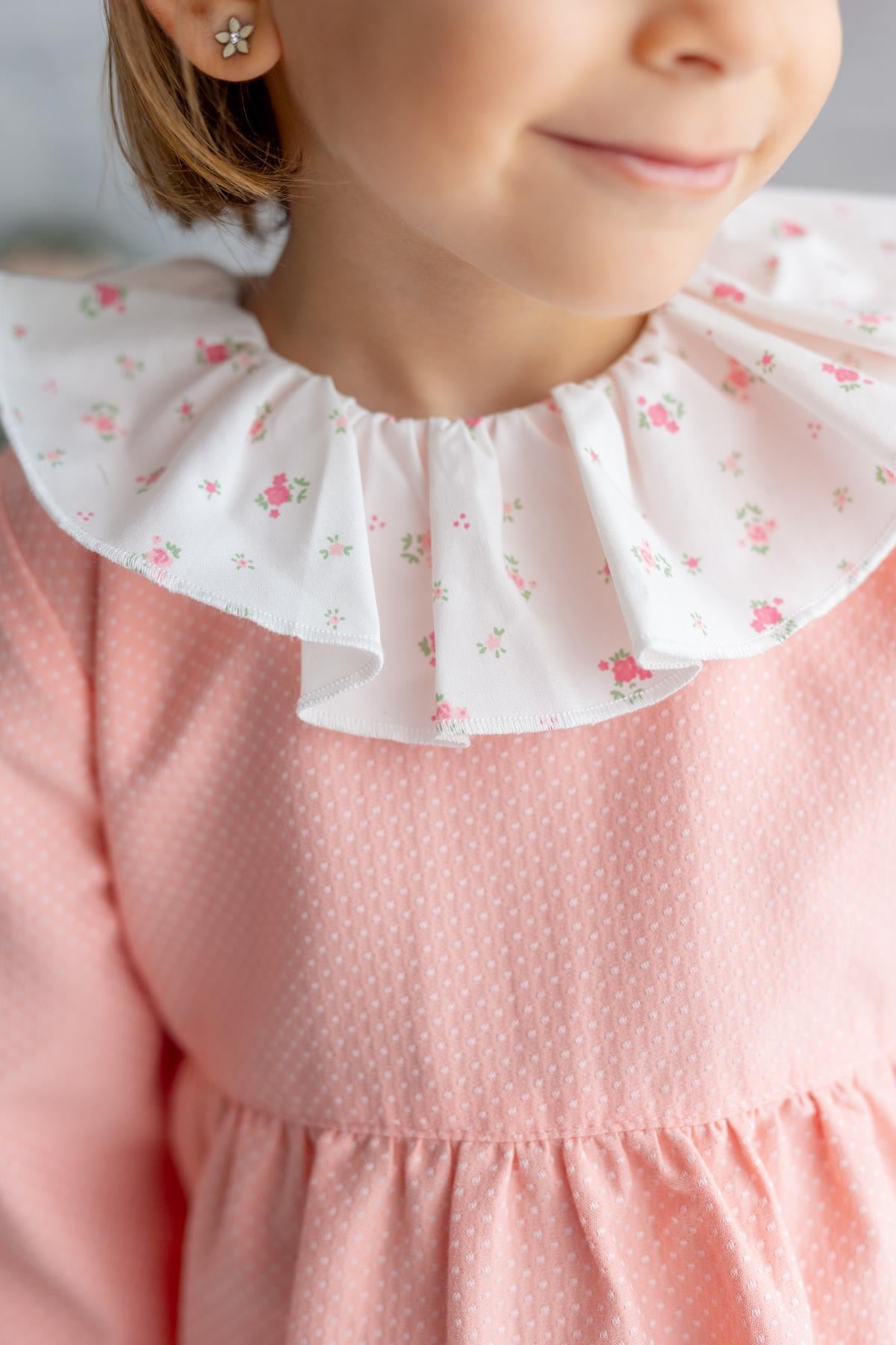Kız Bebek Yaka Detaylı Dokuma Elbise-1